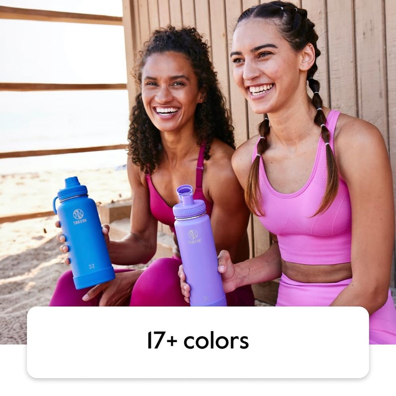 Takeya Actives 24 oz Water Bottle with Straw Lid - Double Wall Stainless Steel Insulation - Dishwasher Safe & BPA-Free - Removable Bumper - Blush - Image 2